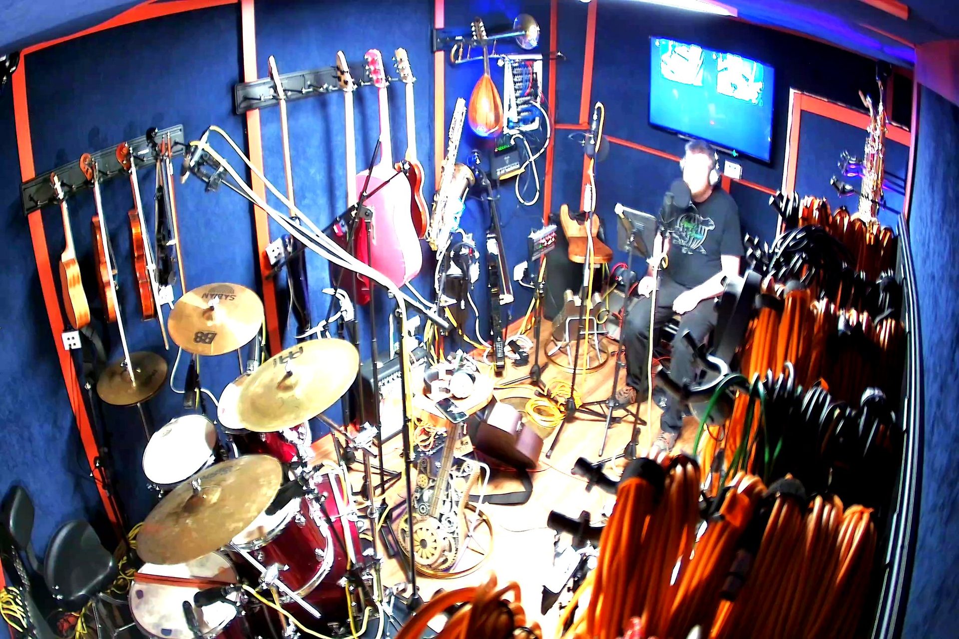 A full band setup in the live room at 4chordsStudios